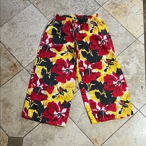 Wide cropped linen pants